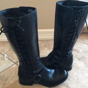 Woman’s black Borns side lace up tall boots sz 7.5